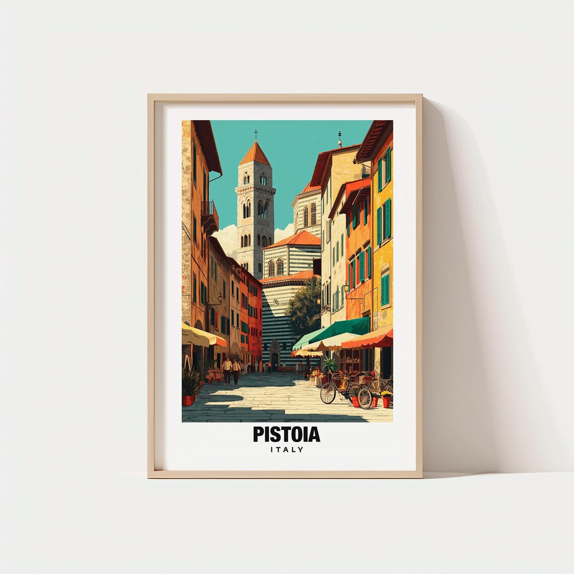 Pistoia Italy Historic Tuscan Street Cathedral Vintage Travel Poster