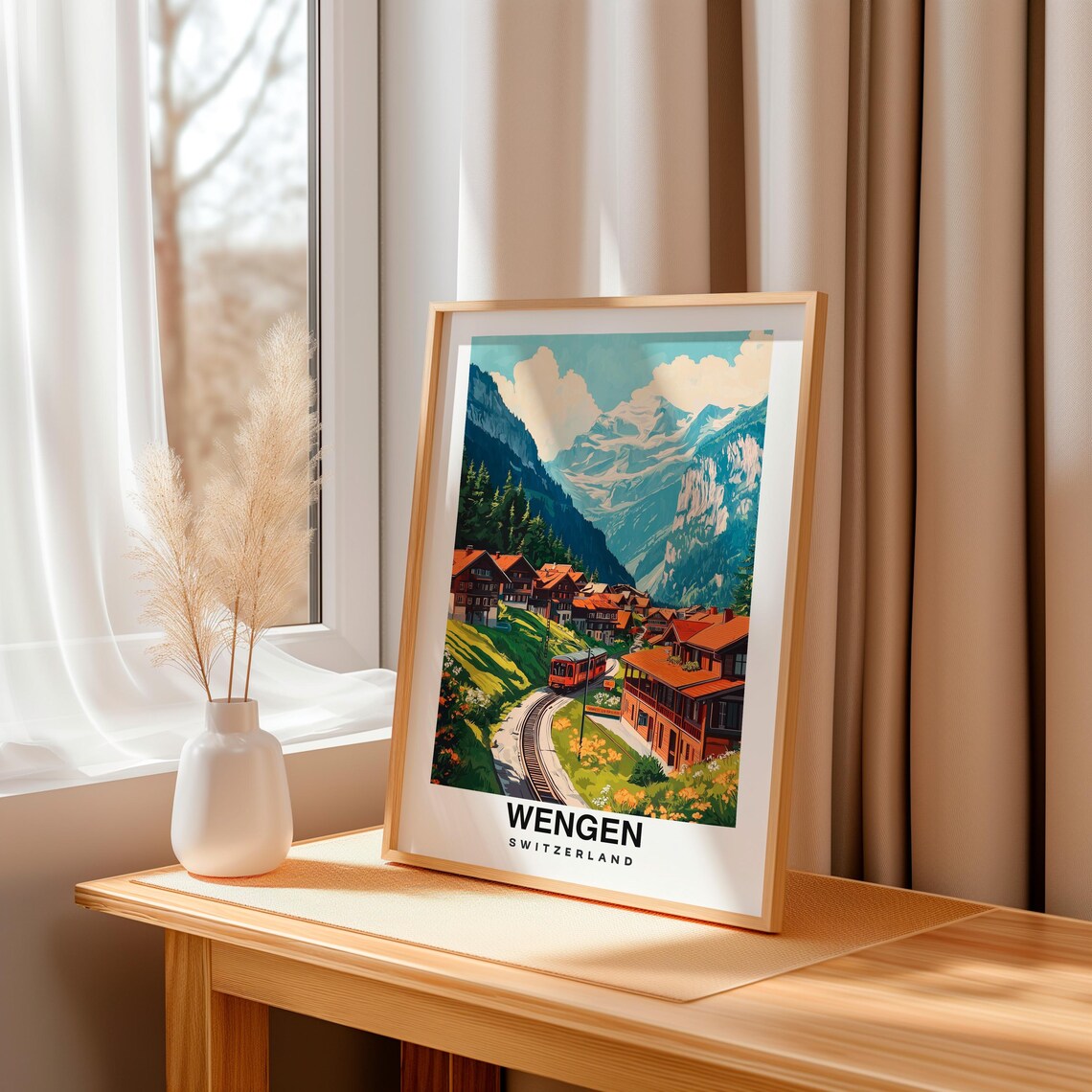 Wengen Travel Print Wengen Ski Poster Switzerland Ski Poster Wengen Ski Resort Print Swiss Culture Swiss Luxury - Image 3