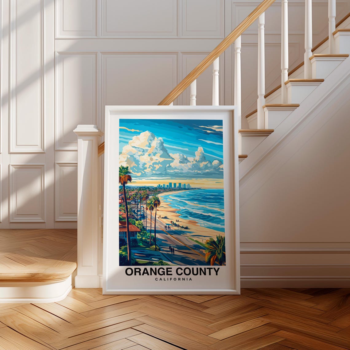 Orange County Print California Poster Travel Wall Art Coastal Print Usa Poster Scenic Art Beach Decor Landscape Print Travel Poster
