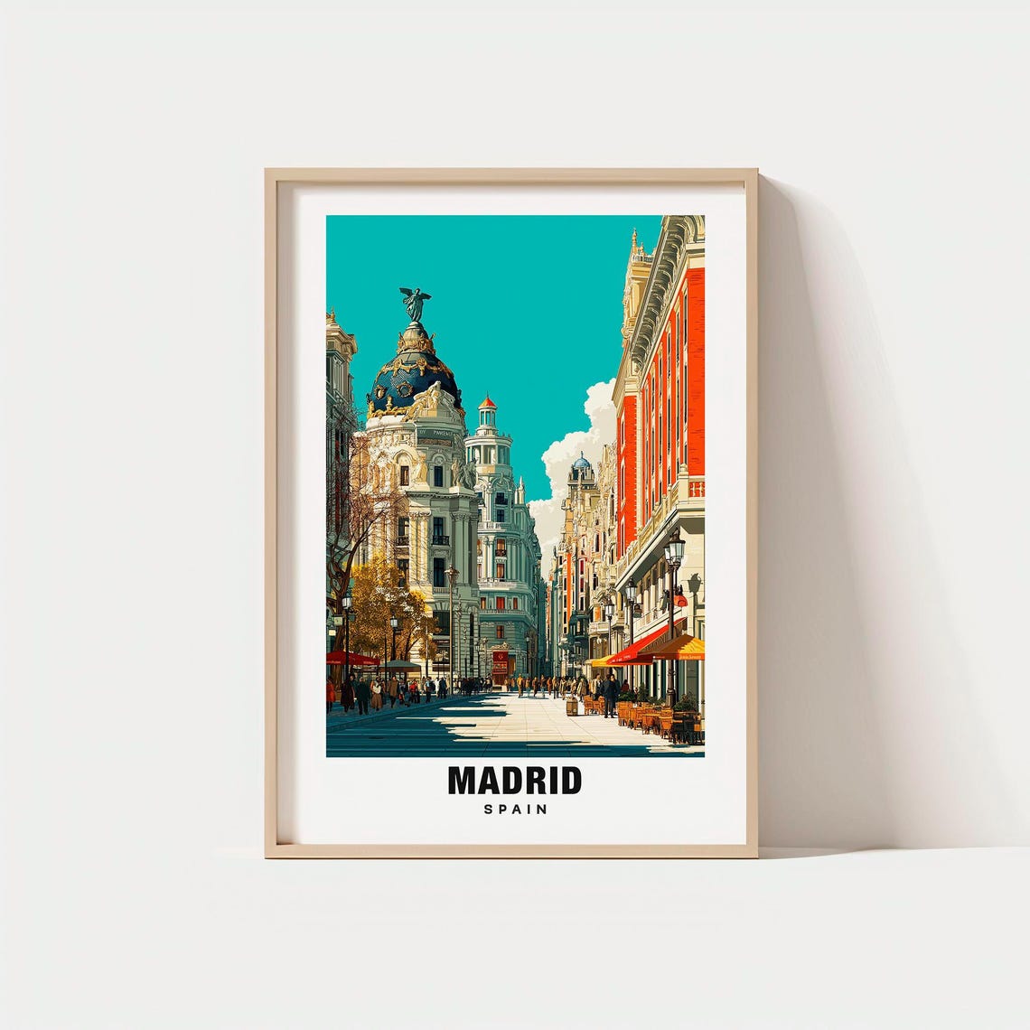 Madrid Spain Gran Via Metropolis Building Dome Iconic Street Poster