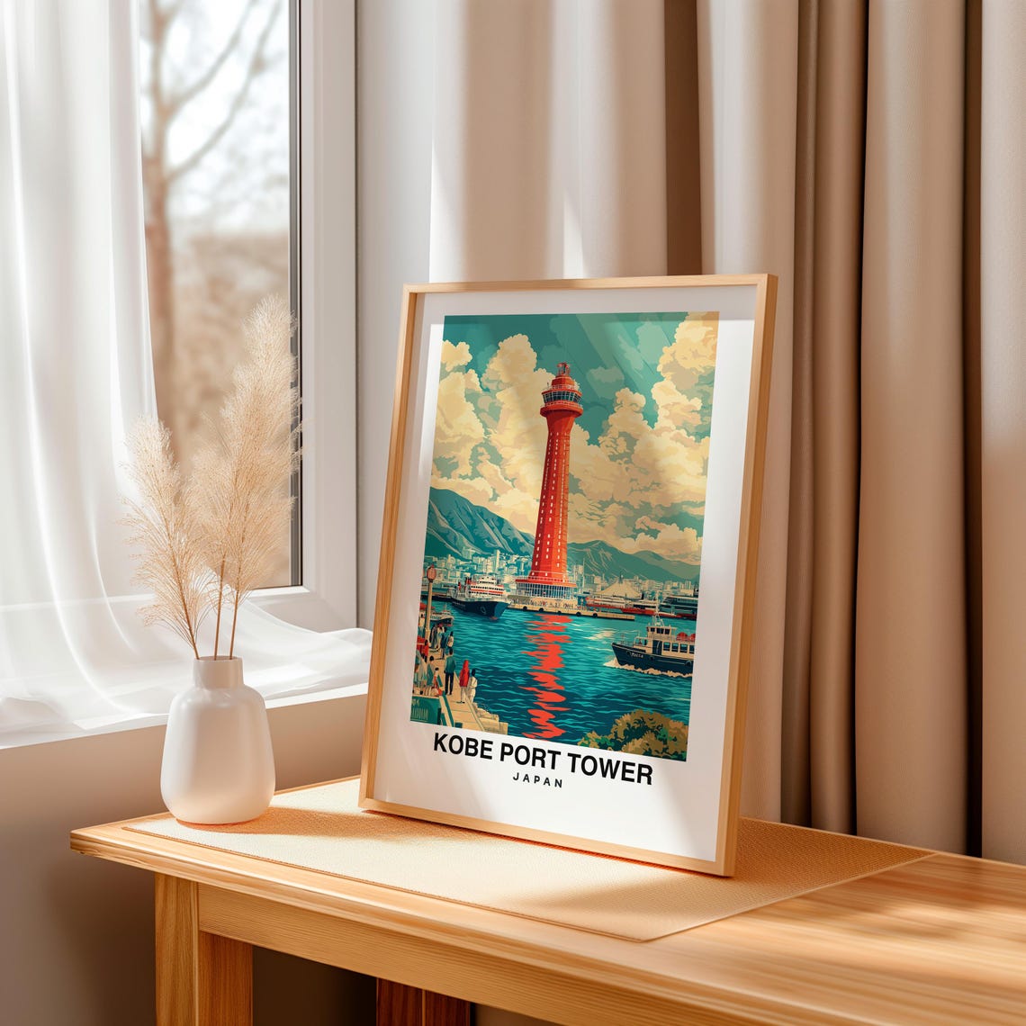 Kobe Port Tower Travel Print Wall Art Kobe Japan City Print Kobe Port Tower Travel Gift Kobe Port Tower Poster - Image 3