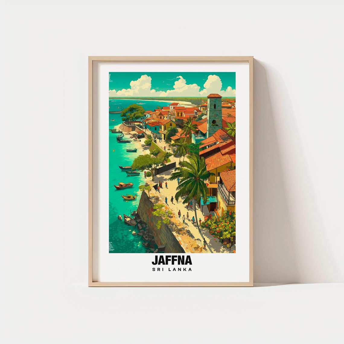 Jaffna Print Travel Poster Sri Lankan Art Cultural Heritage Scenic Views Vibrant Markets Historic Temples Northern Beauty Asia