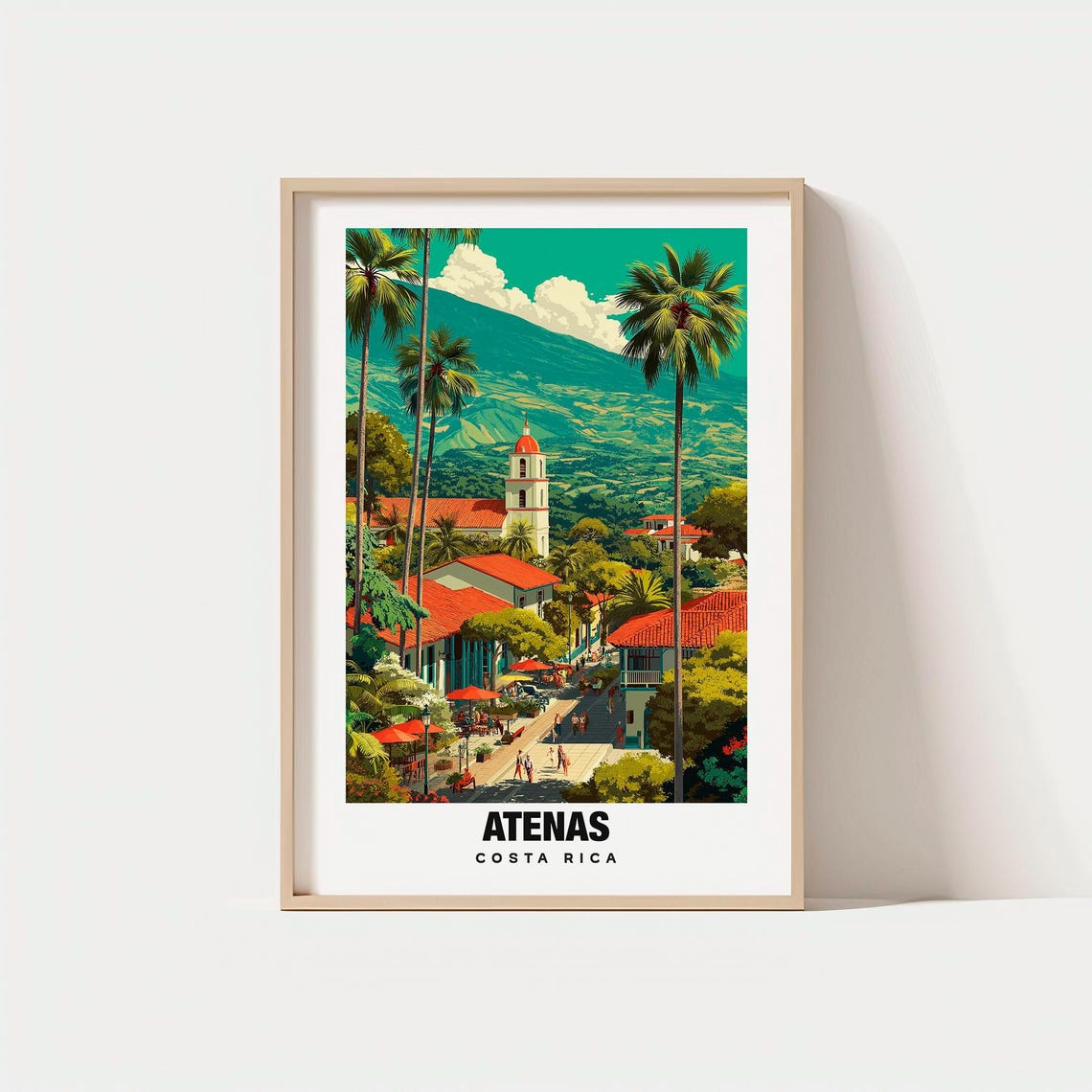 Atenas Costa Rica Mountain Town Church Plaza Palm Street View Poster