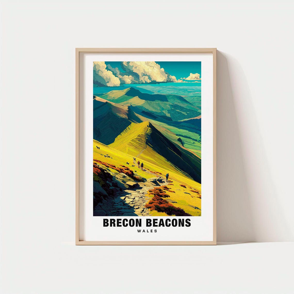 Brecon Beacons Wales Mountain Ridge Hiking Trail Landscape Poster
