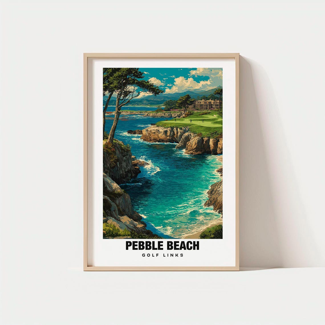 Pebble Beach Golf Links Cliffside Course Ocean Cove Sports Poster