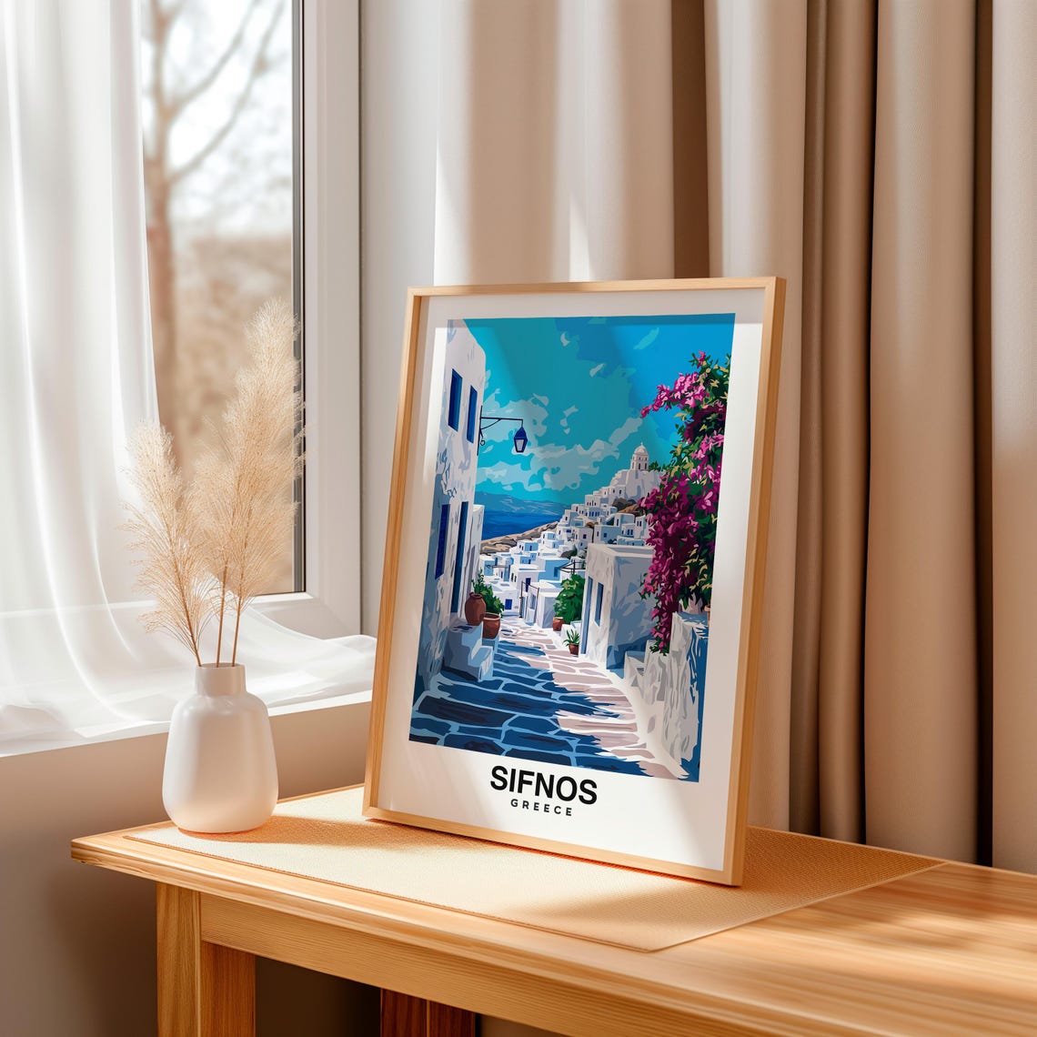 Sifnos Travel Print Wall Art Sifnos Greece City Print Sifnos Travel Gift Sifnos City Poster Travel Gift Wall Art - Image 3