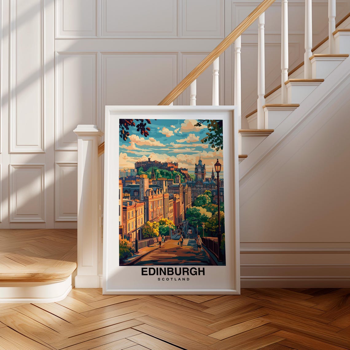 Edinburgh Print Scotland Poster Travel Wall Art Cityscape Print Scenic Art Historic Decor Castle Print Uk Poster Travel Poster
