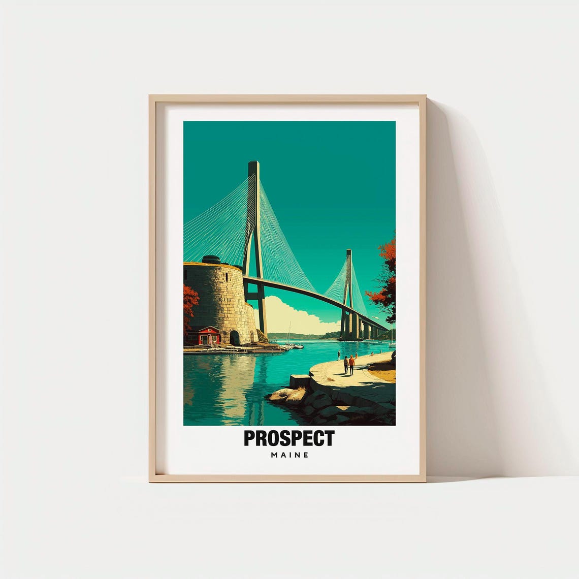 Prospect Maine Penobscot Bridge River Stone Fort Sunset Poster