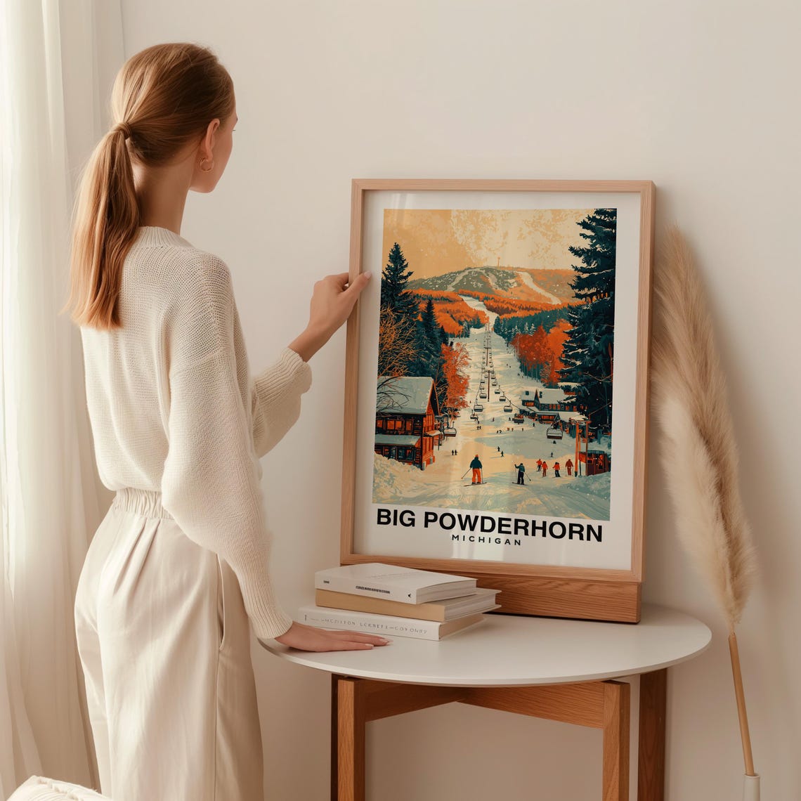 Big Powderhorn Print Michigan Poster Big Powderhorn Views Powderhorn Art Michigan Charm Powderhorn Beauty Ski Destination Michigan - Image 2