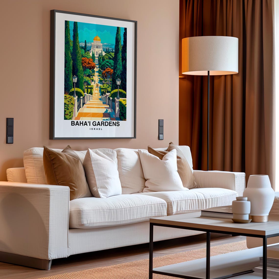 Bahai Gardens Travel Print Wall Art Haifa Israel City Print Bahai Gardens Travel Gift Bahai Gardens Poster Wall Art Israel Culture - Image 4