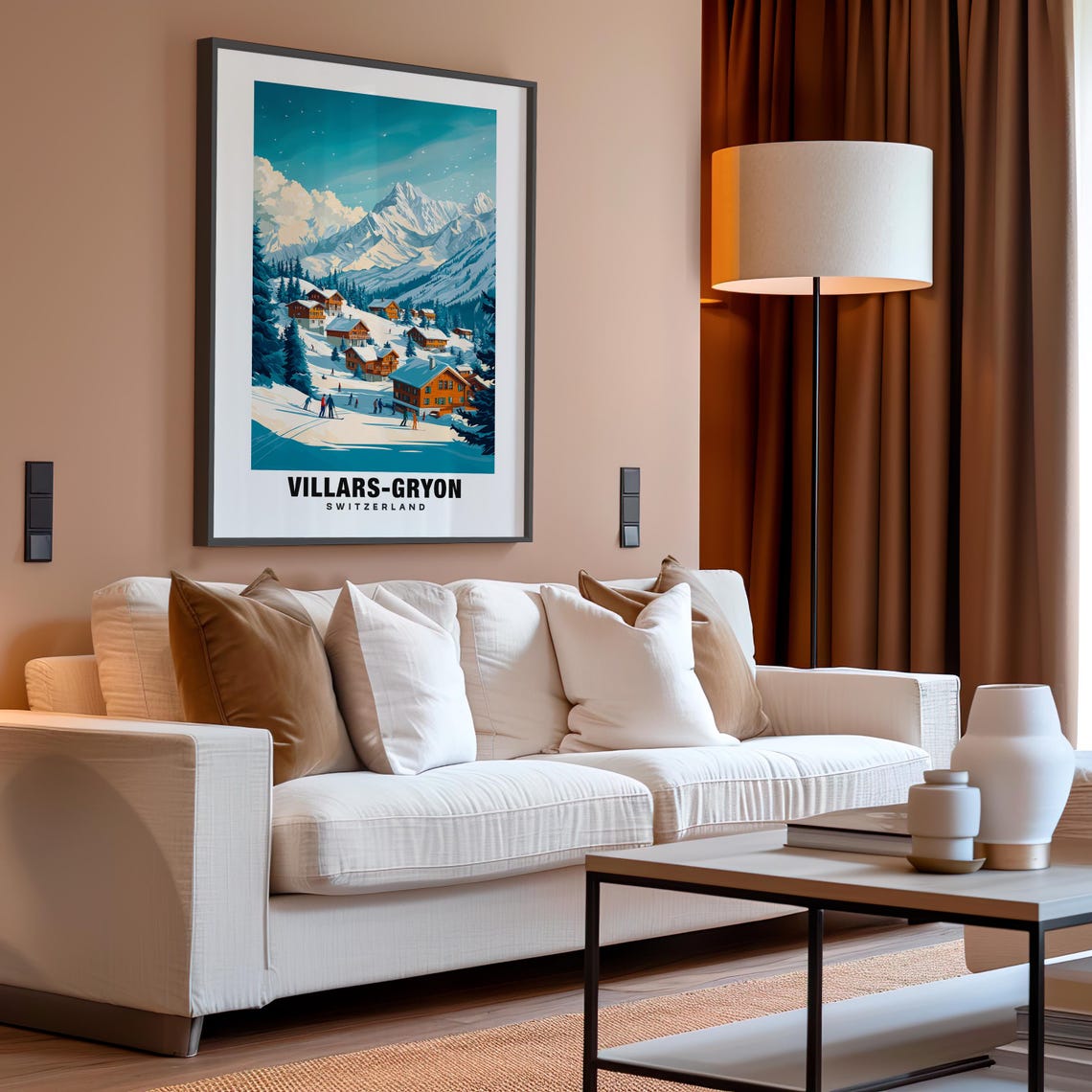 Villars Gryon Print Switzerland Poster Villars Gryon Views Villars Gryon Mountains Villars Gryon Village Switzerland Charm Swiss Art - Image 4