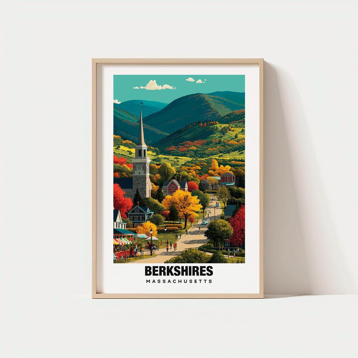 Berkshires Massachusetts Fall Foliage Village Mountains Poster