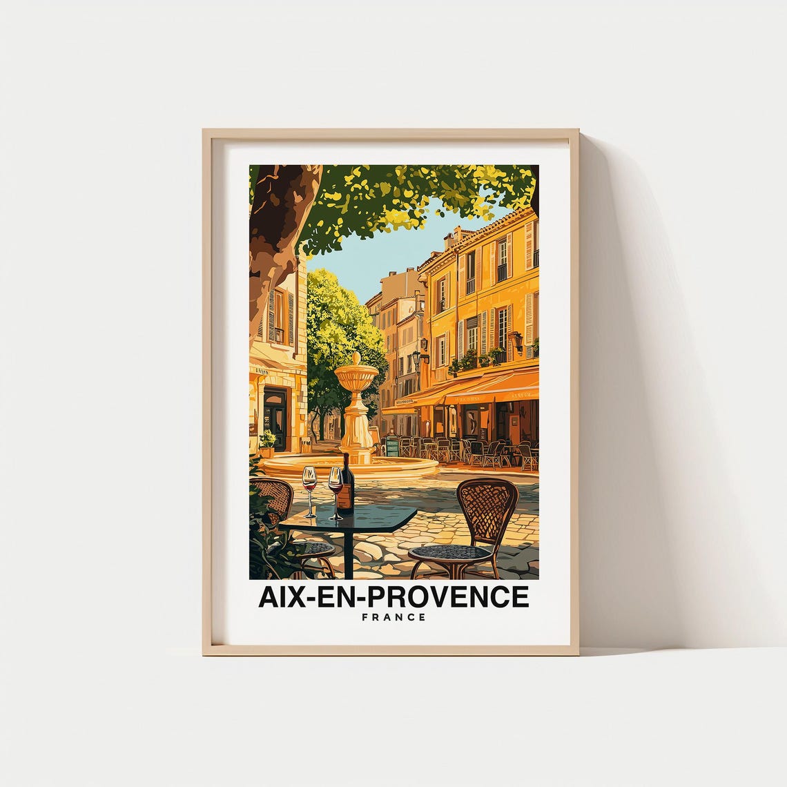 Aix En Provence Print Travel Poster French Art Historic City Scenic Views Vibrant Markets Cultural Heritage Lavender Fields France