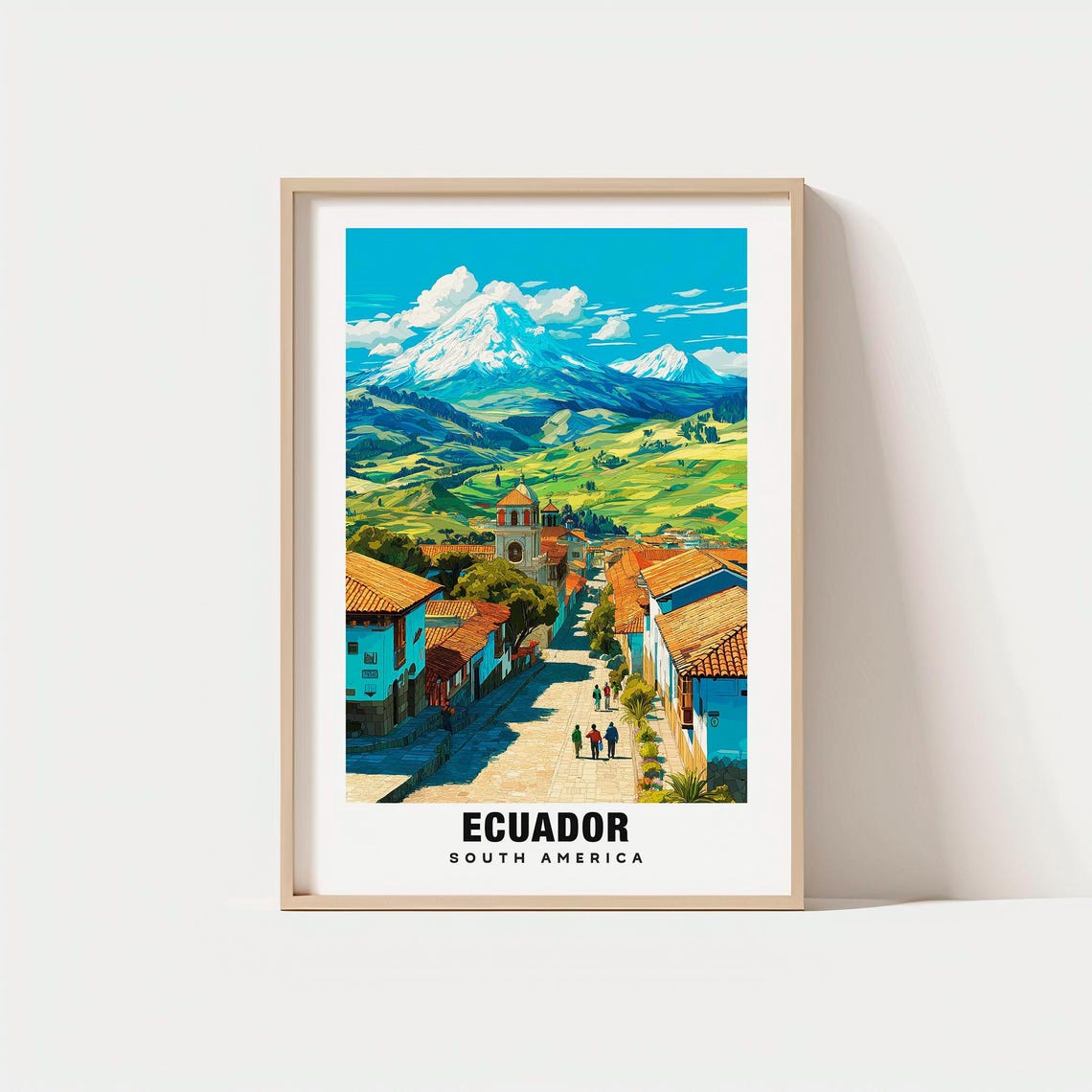 Ecuador South America Colonial Town Volcano Andes Mountain Poster