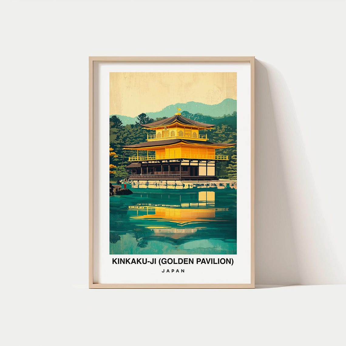 Kinkaku Ji Golden Pavilion Travel Print Wall Art Kyoto Japan City Print Kinkaku Ji Golden Pavilion Travel Gift