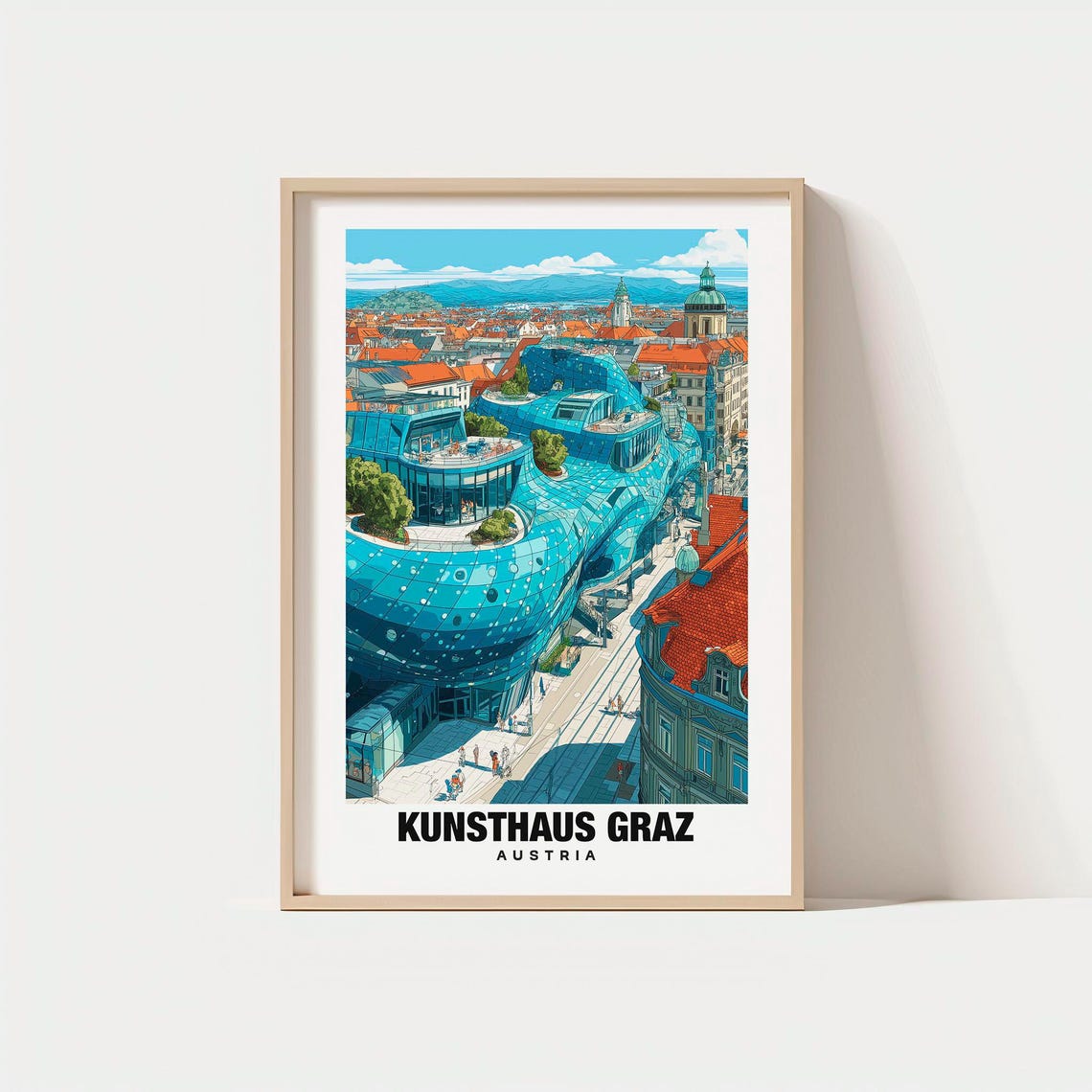 Kunsthaus Graz Austria Modern Art Museum Architecture Poster