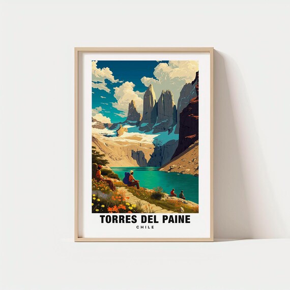 Torres Del Paine Print Chile Poster Travel Wall Art Nature Mountain Scenic Decor Landscape