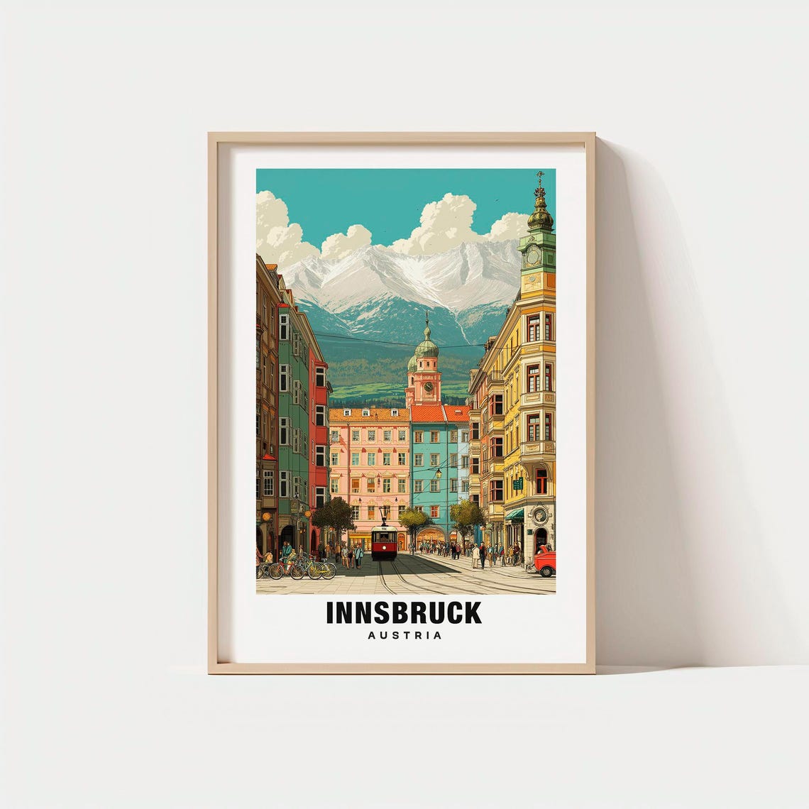 Innsbruck Austria Alpine Old Town Street Mountains View Travel Poster