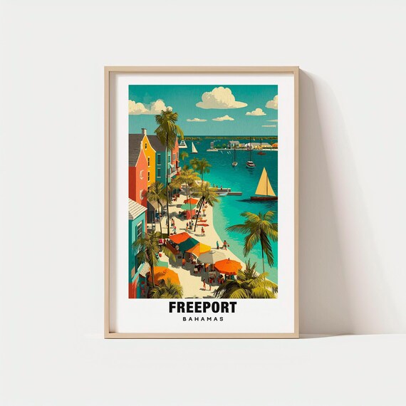Freeport Print Bahamas Poster Island Views Coastal Charm Beauty Tropical Scene Travel Decor Art
