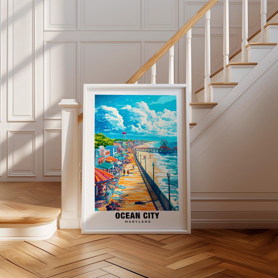 Ocean City Print Maryland Poster Ocean City Views Ocean City Landmarks Ocean City City Maryland Charm Ocean City Beauty Ocean City