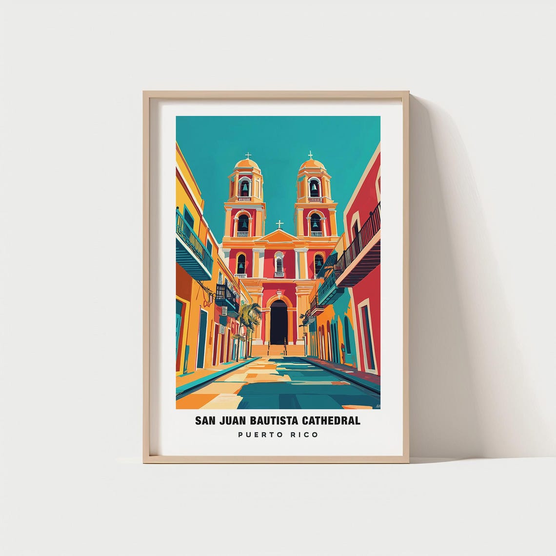 San Juan Bautista Print Puerto Rico Poster San Juan Bautista Views Cathedral Art Puerto Rico Charm San Juan Beauty Historic Landmark