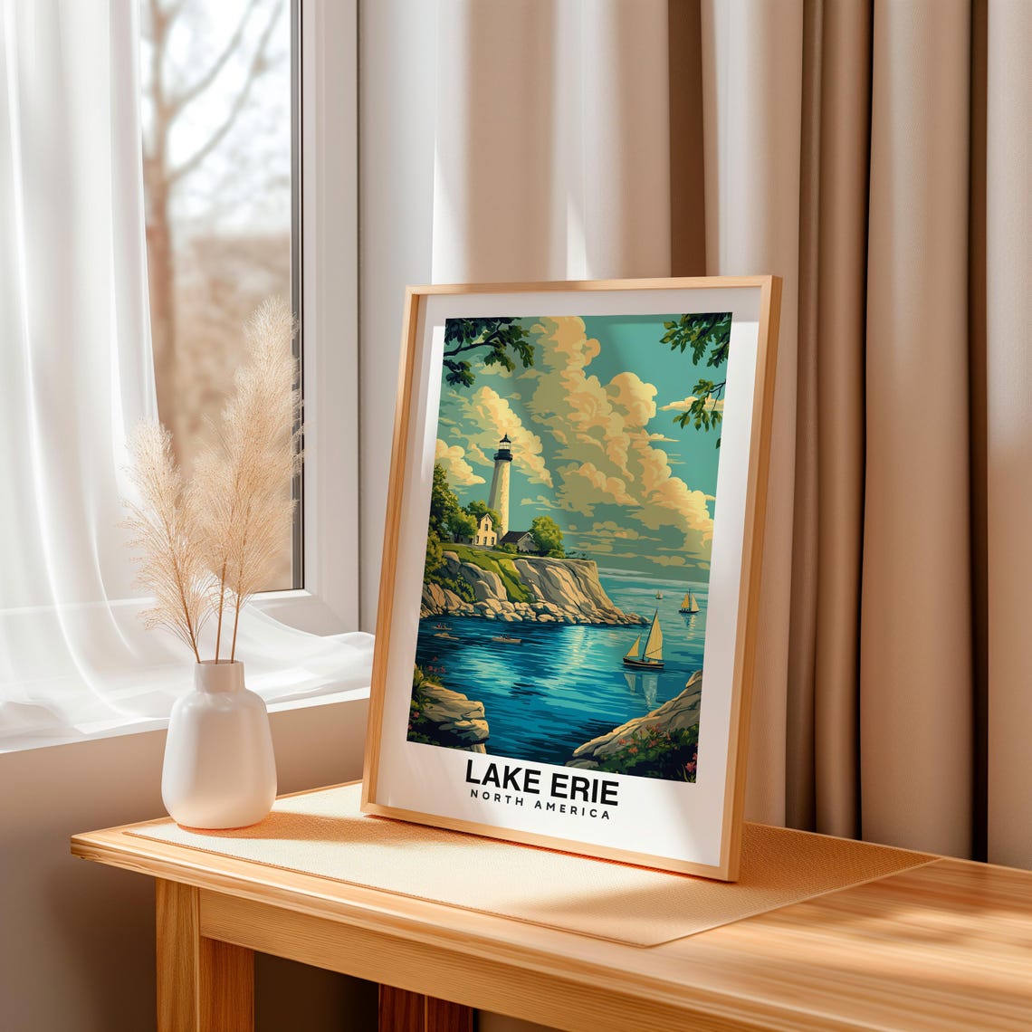 Lake Erie Poster Usa Usa Print Lake Erie Travel Gift Lake Erie Birthday Gift Wedding Gift Usa Great Lakes - Image 3