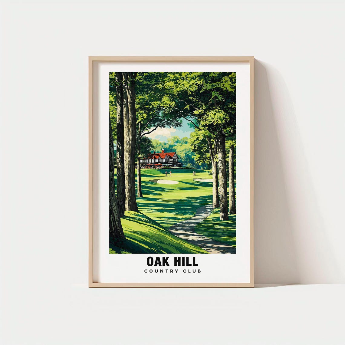 Oak Hill Country Club Tall Oaks Lined Golf Course Travel Poster