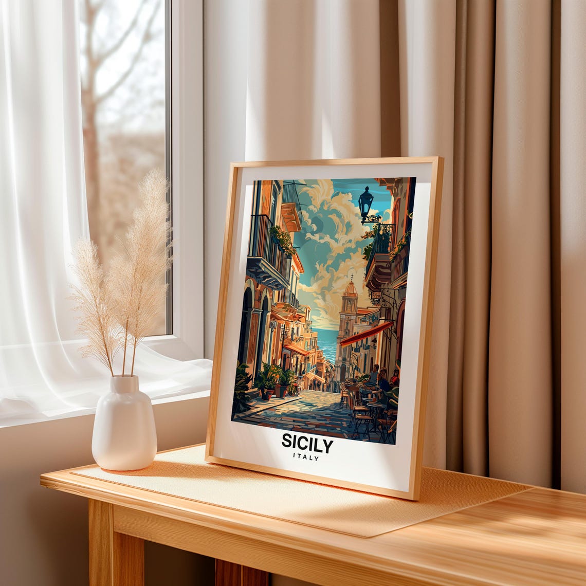 Sicily Print Italy Poster Travel Wall Art Island Print Europe Poster Coastal Art Mediterranean Decor Scenic Print Travel Poster - Image 3