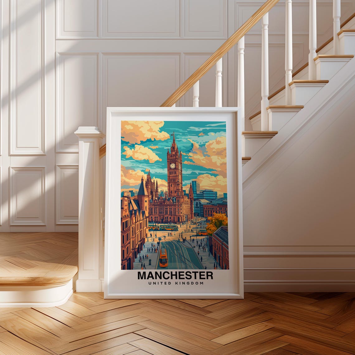 Manchester Print England Poster Travel Wall Art Cityscape Print Uk Poster Urban Art Historic Decor Scenic Print Travel Poster