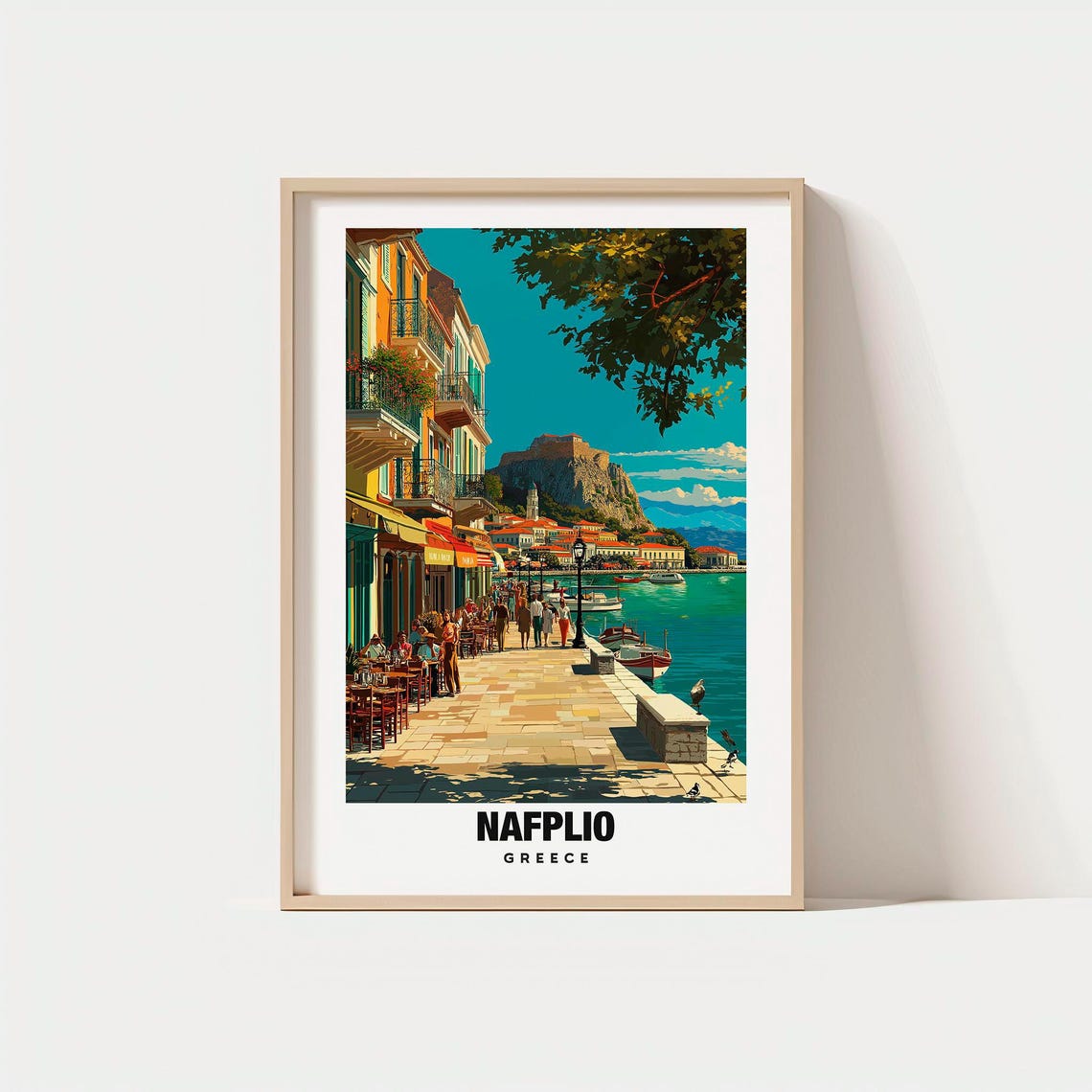 Nafplio Greece Venetian Old Town Harbor Fortress View Poster
