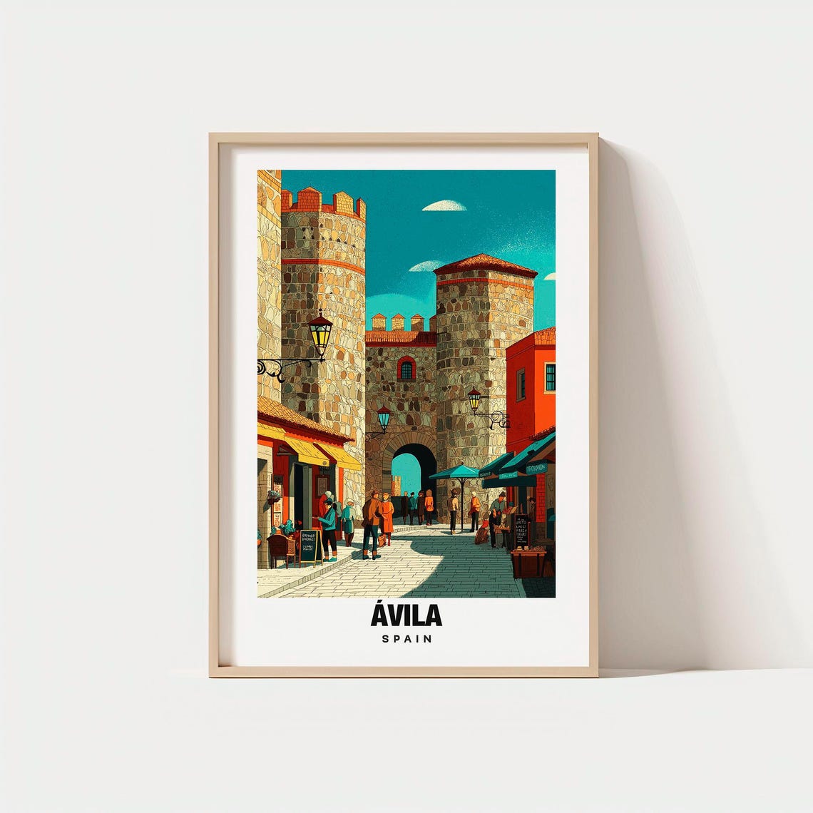 Avila Spain Medieval Walled City Gate Towers Market Street Poster
