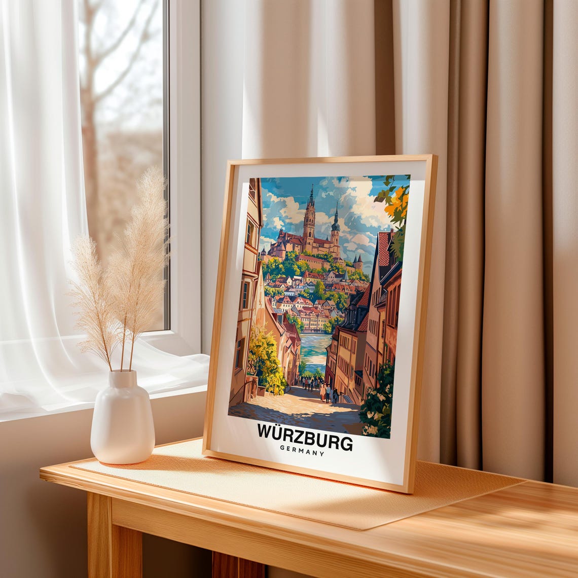 Wrzburg Print Germany Poster Travel Wall Art Cityscape Print Scenic Art Historic Decor European Landscape Travel Poster - Image 3