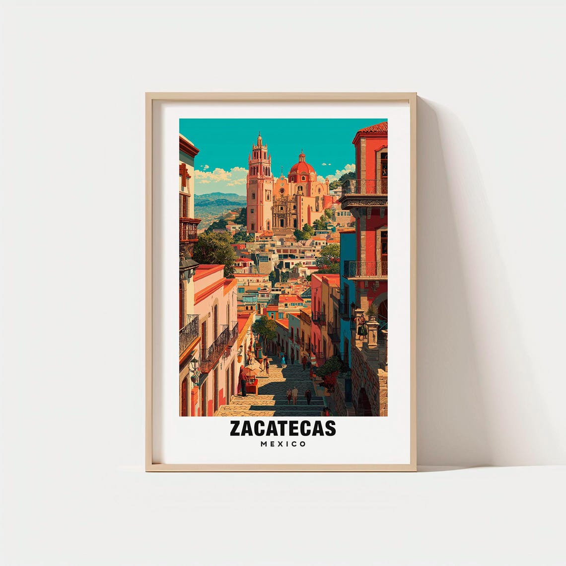 Zacatecas Mexico Colorful Hillside City Cathedral Dome View Poster