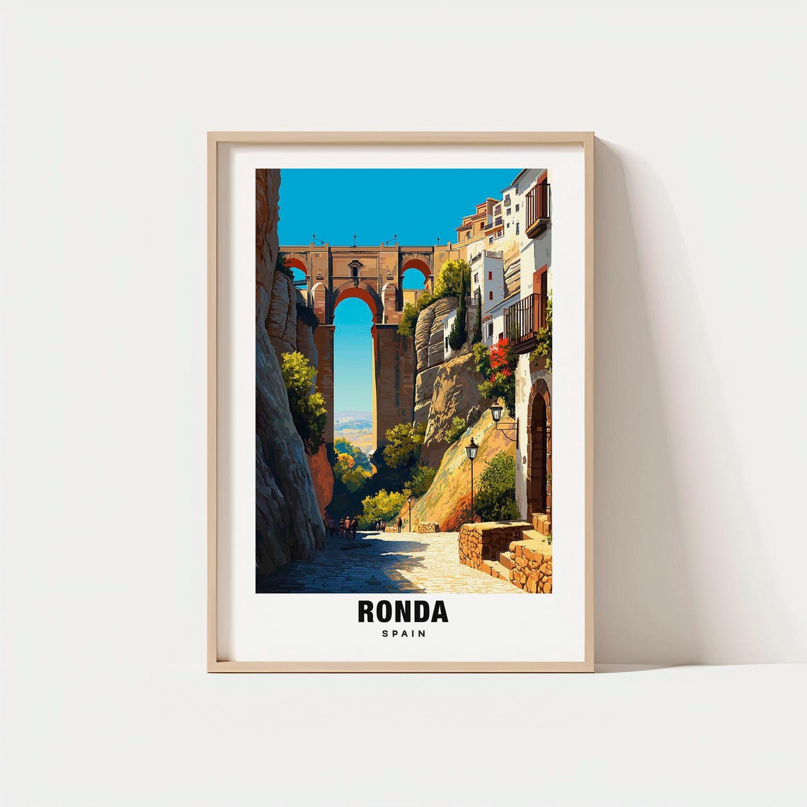 Ronda Spain Puente Nuevo Bridge Gorge Andalusia Travel Poster