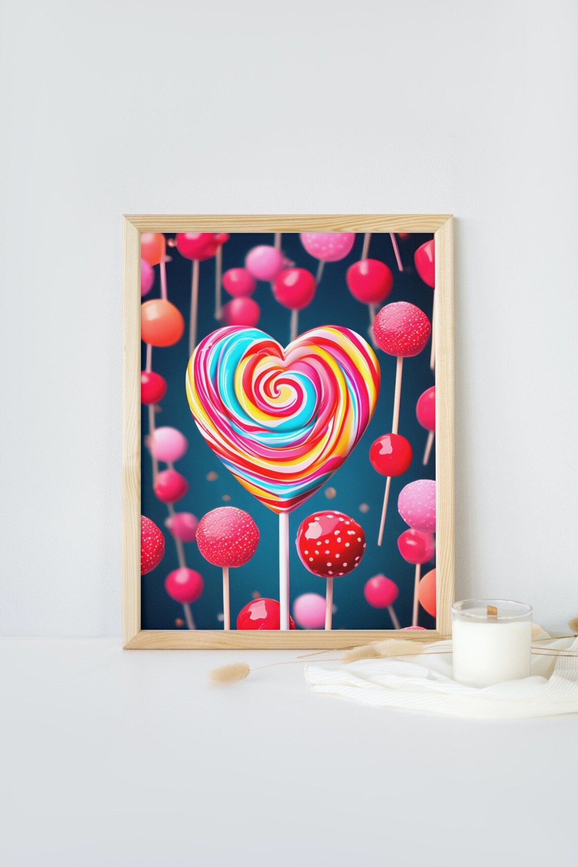 Heart Lollipop Swirl Candy Rainbow Sweet Treat Playful Art Poster - Image 4
