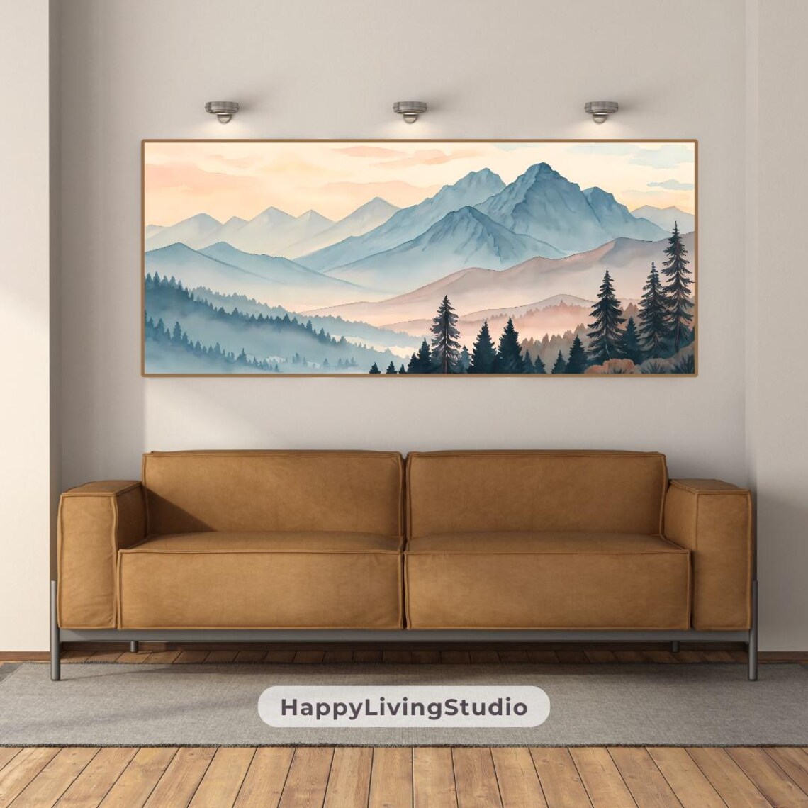 Calming Mountains Wall Art Large Art High Resolution Print Horizontal Wall Art Print Colorful Watercolor Art - Image 2
