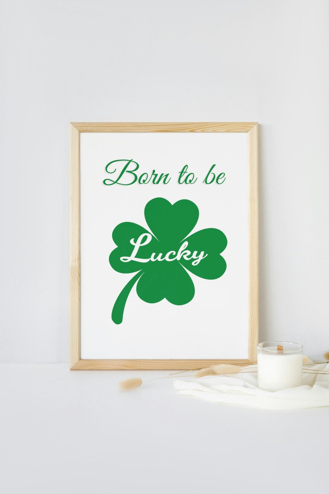 Born To Be Lucky Green Shamrock St Patricks Day Quote Wall Poster - Image 3