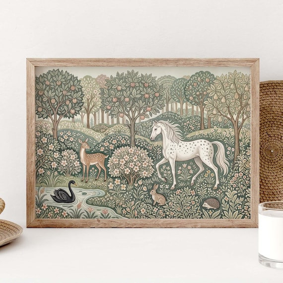 William Morris Woodland Nursery Art Print, Cottagecore
