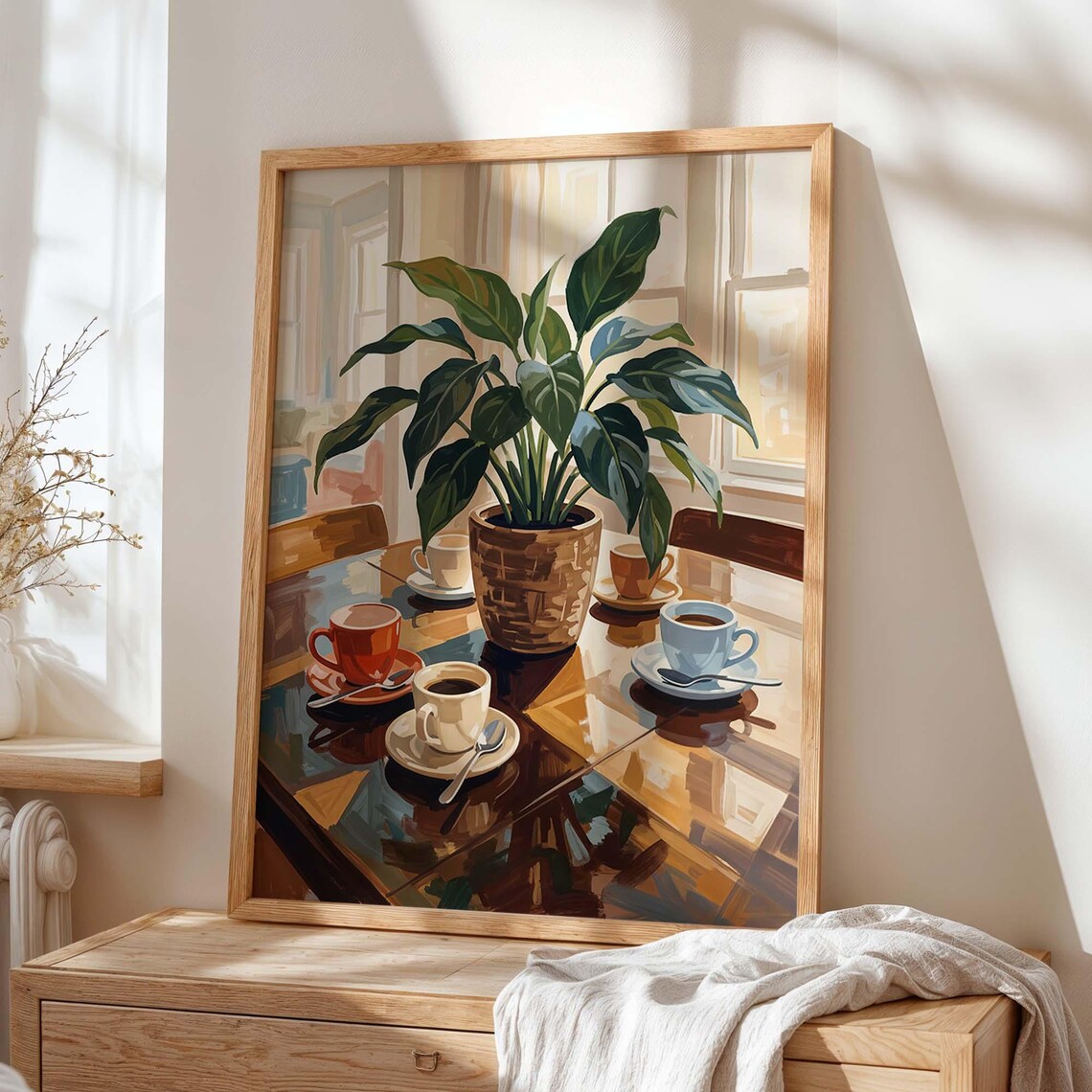 Coffee Table Wall Art Print, Cozy Kitchen Still Life