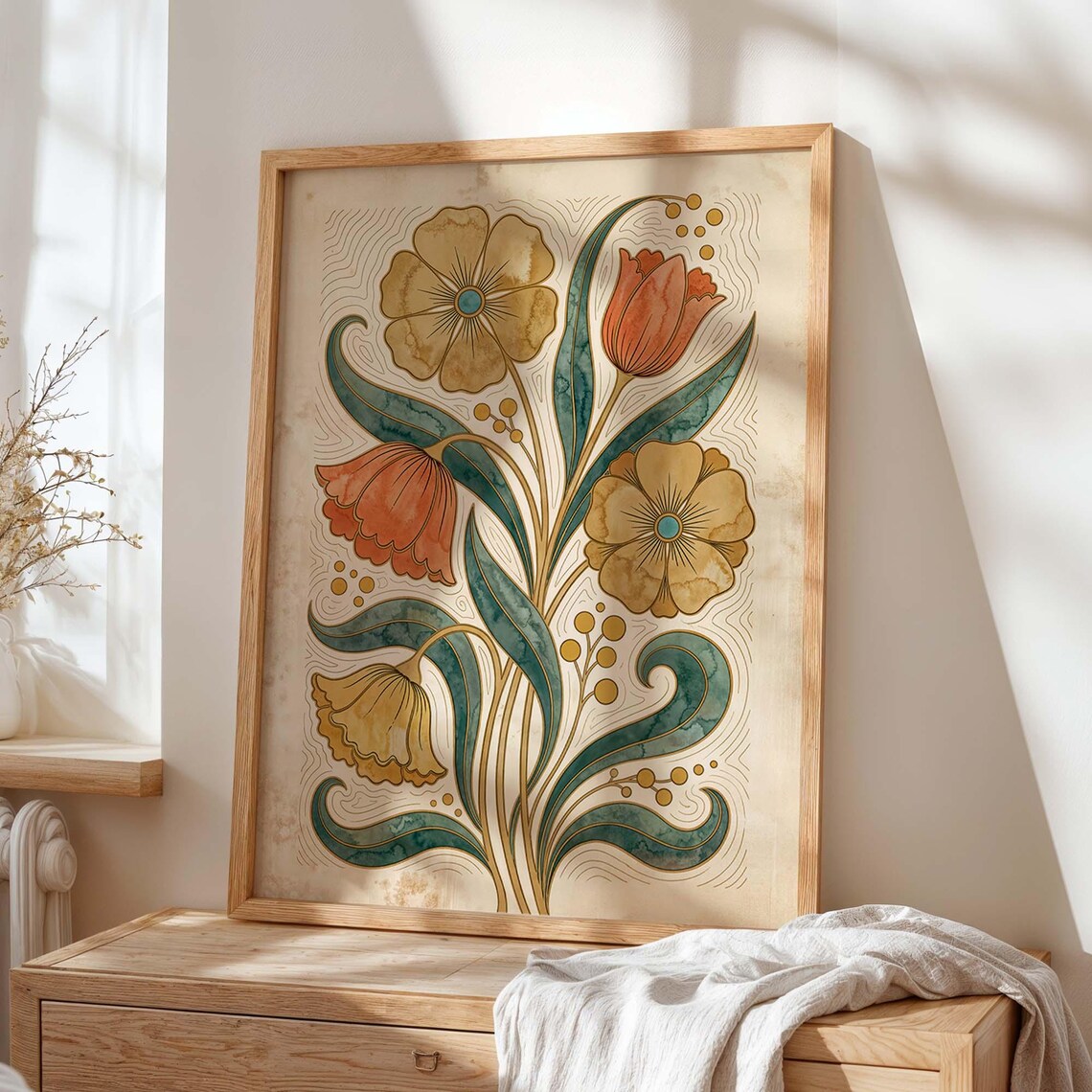 Art Nouveau Floral Print, Vintage Botanical Poster