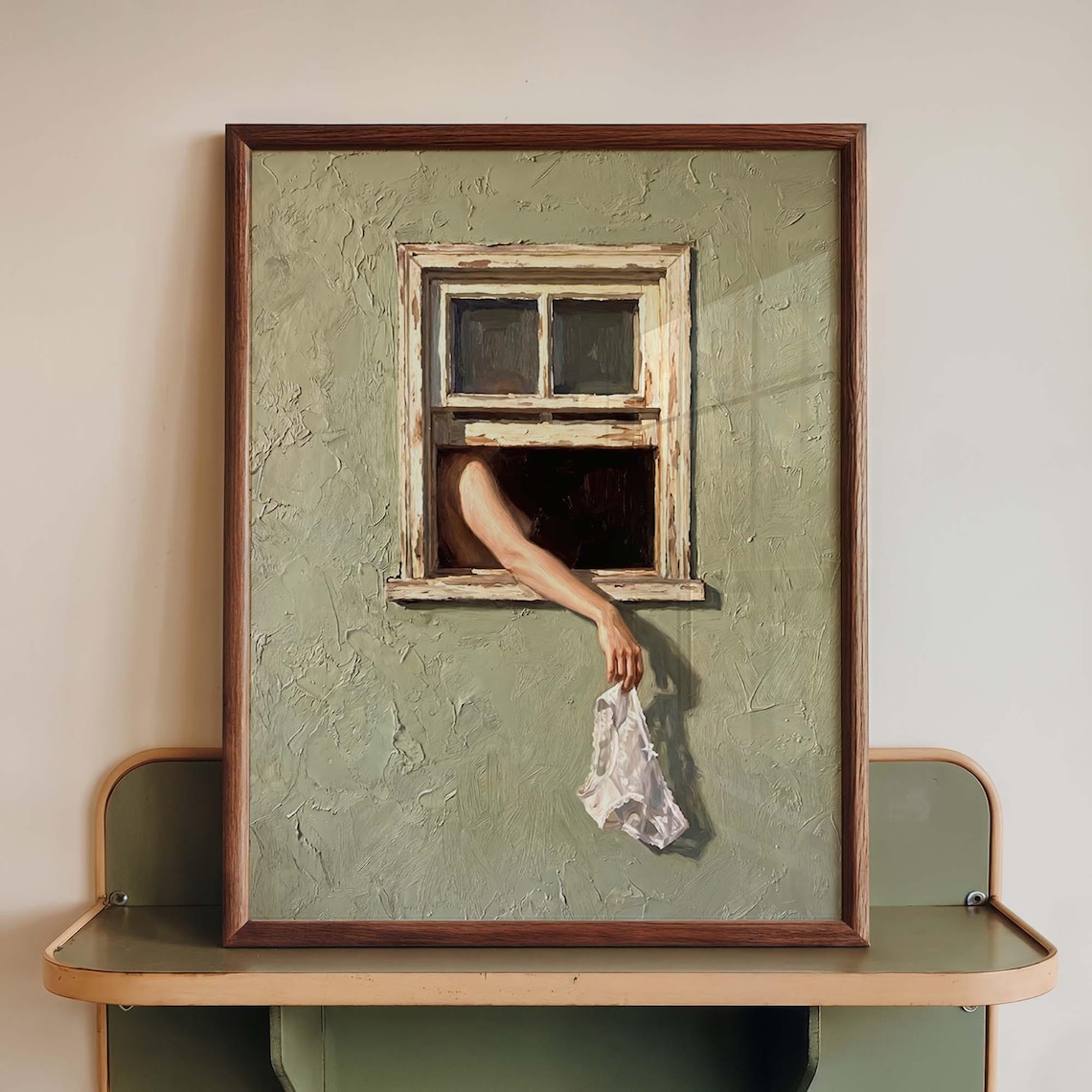 Woman In Window, Vintage Cottagecore Bathroom Art Print