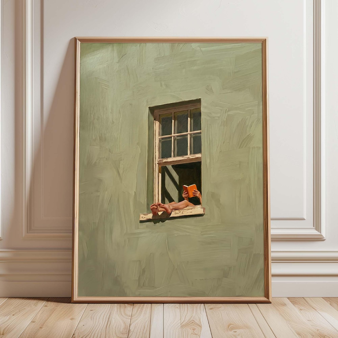 Woman Reading In Window, Minimalist Art Print