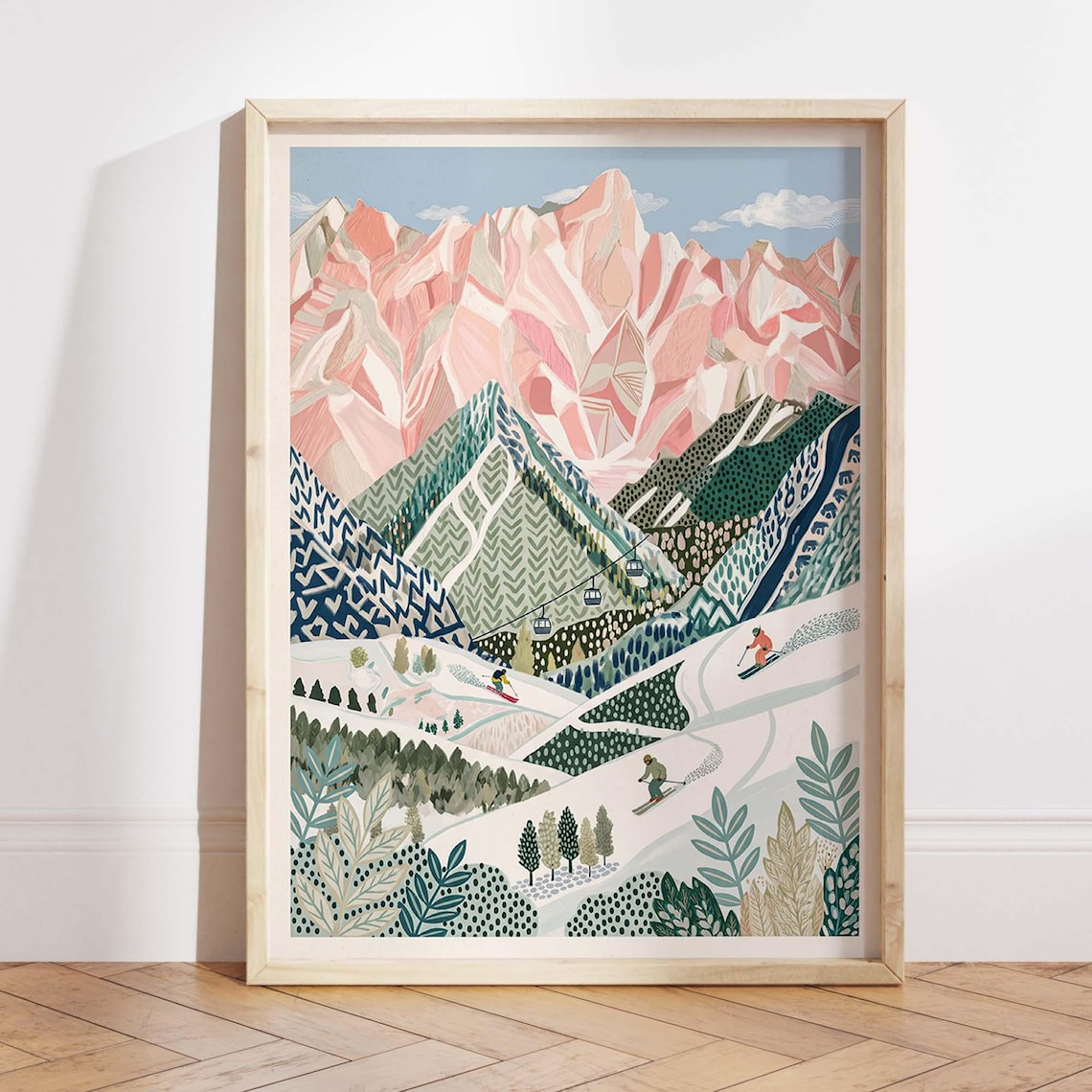 Alpine Ski Resort, Winter Mountain Landscape Poster