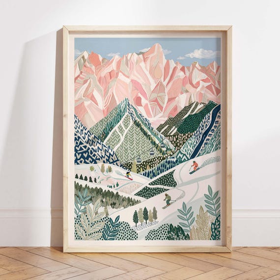 Alpine Ski Resort, Winter Mountain Landscape Poster