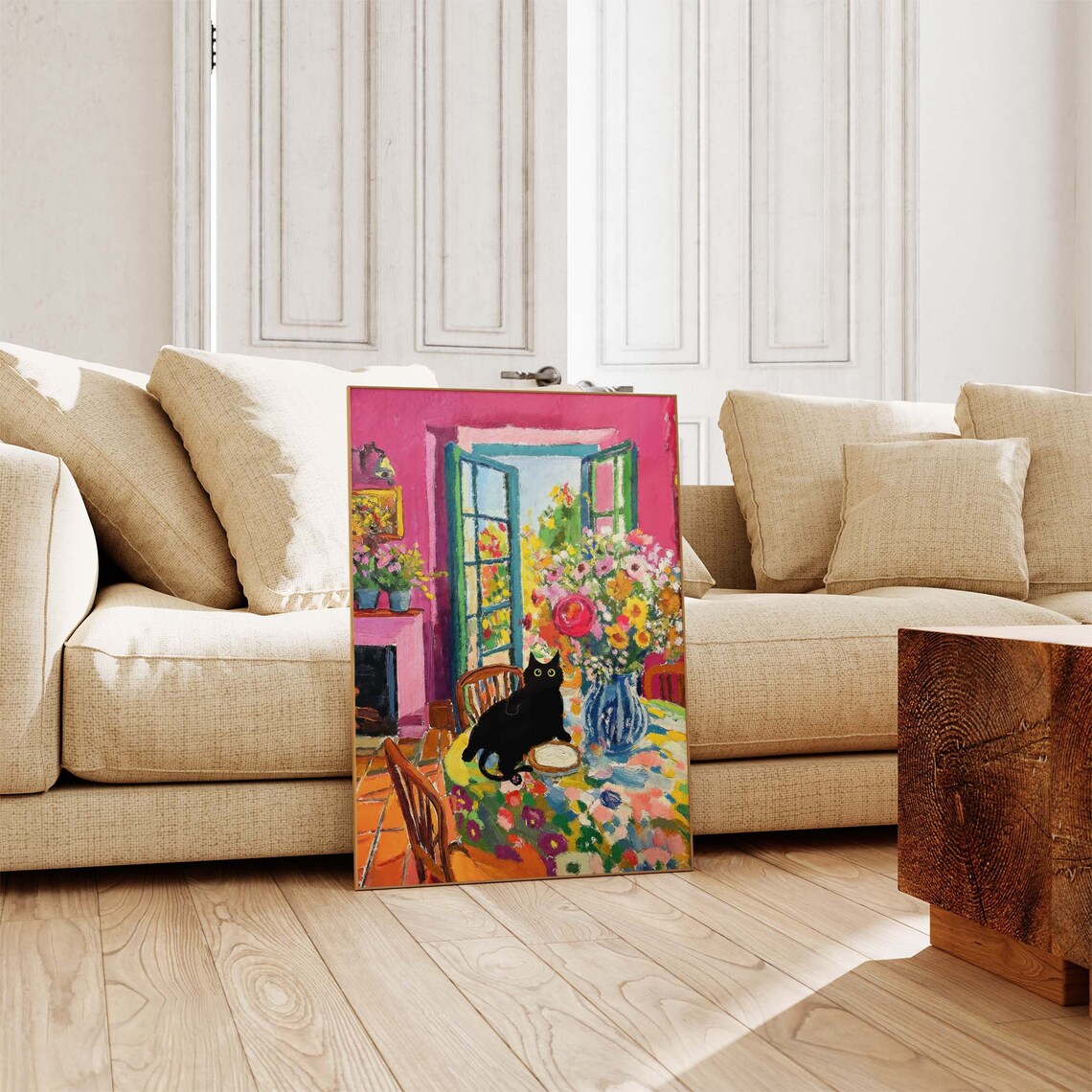 Matisse-Inspired Open Window Black Cat Art Print - Image 4