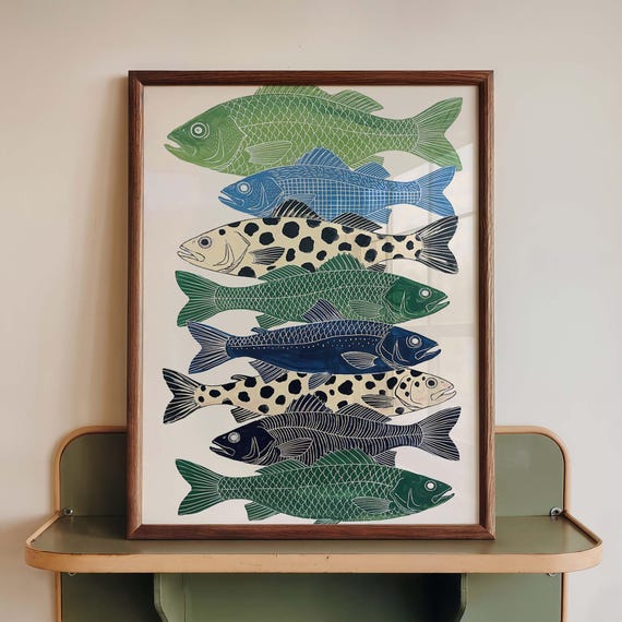 Stacked Fish Coastal Nautical Marine Life Art Print
