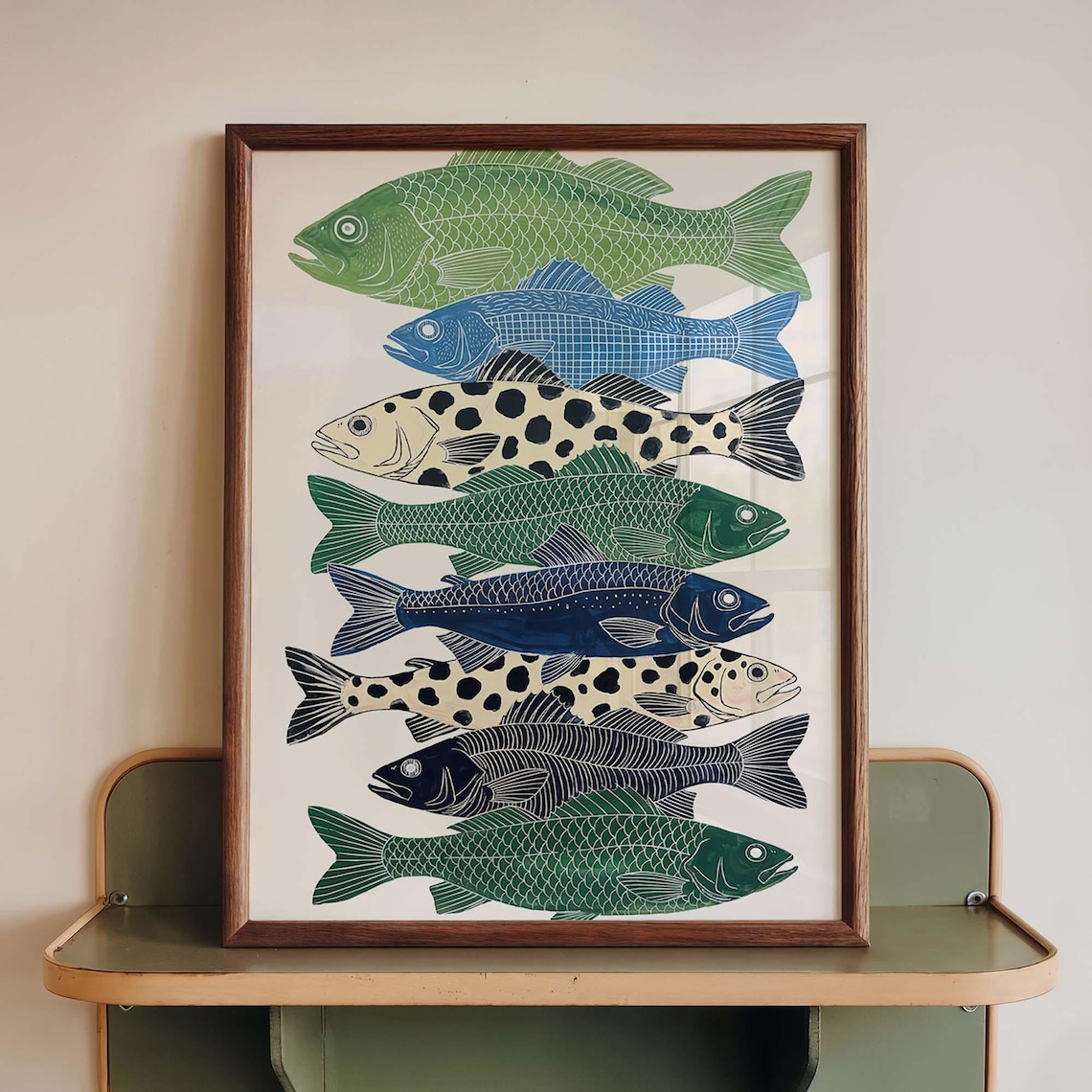 Stacked Fish Coastal Nautical Marine Life Art Print