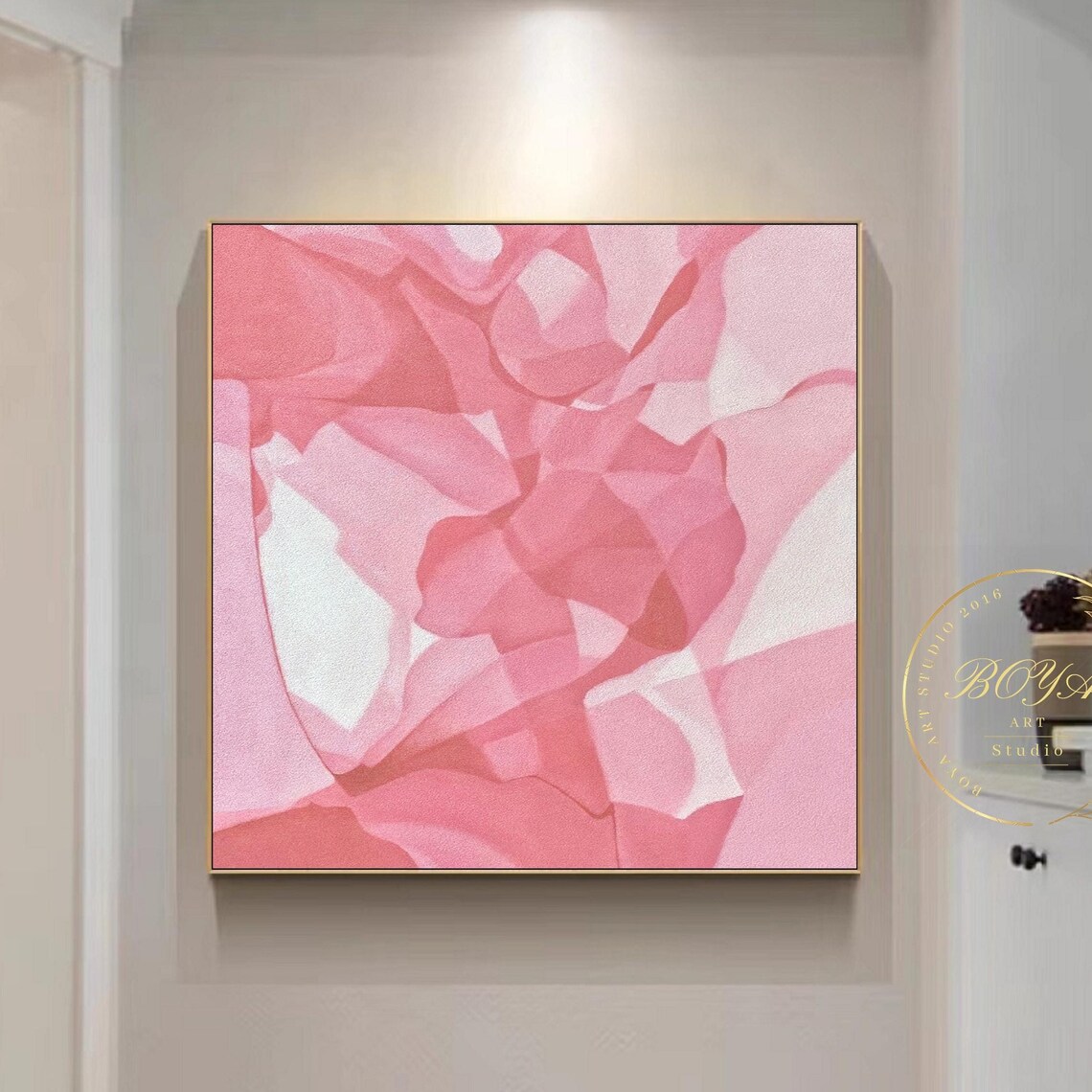 Delicate Soft Pink Overlapping Petals Minimalist Abstract Poster