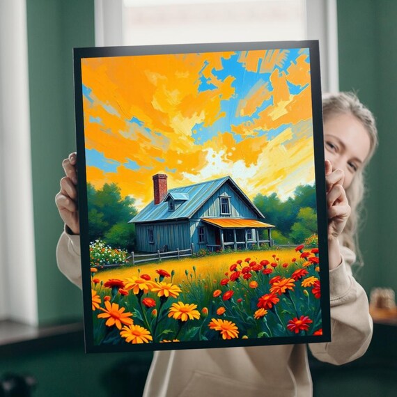 Sunset Bloom Farmhouse Jigsaw Puzzle Rustic Country Scene 1000 Piece