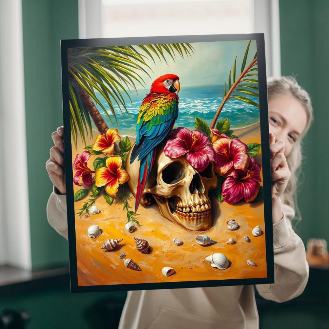 Colorful Parrot Skull Jigsaw Puzzle Fun Nature Theme Family Game